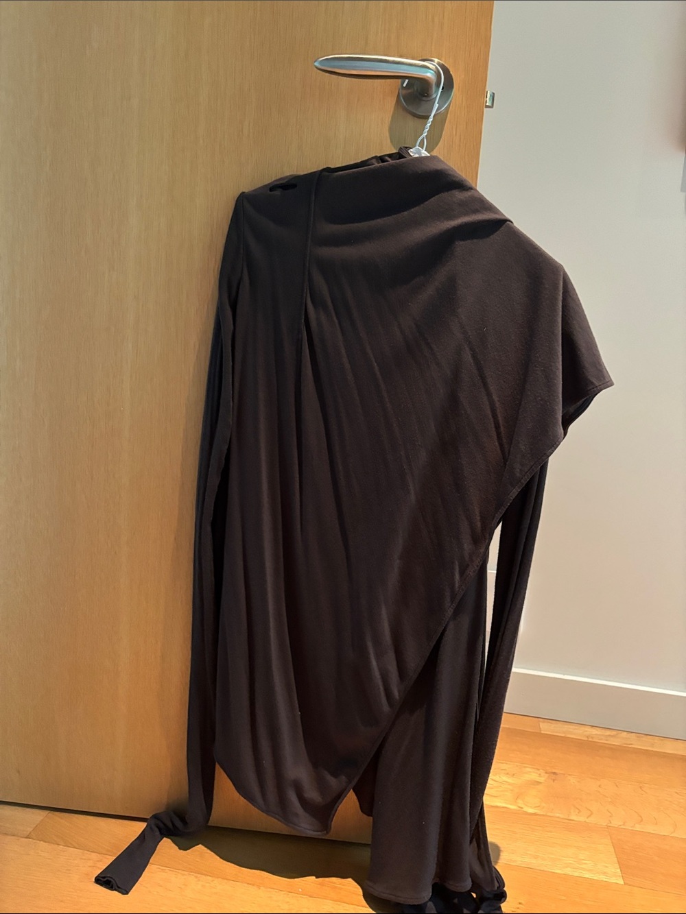 Rick Owens Dark Brown Draped Asymmetric Cape